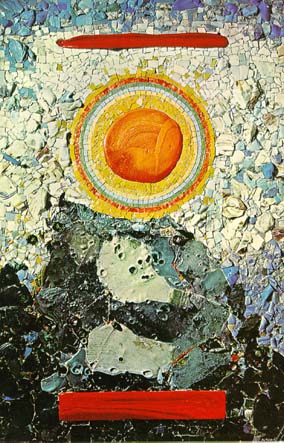 Armando BALDINELLI "Landscape", 1973 - stone + glass mosaic on cement - 122x79 cm (PELMAMA) THF