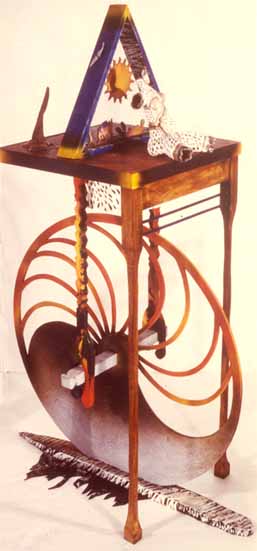 Adrian DE VILLIERS "She rides a cock horse", 1985 - mixed media sculpture - 165x055x106 cm (PELMAMA) THF