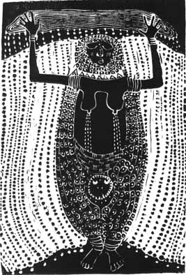 Dan RAKGOATHE "Rain Queen", 1973 - original linocut 15/50 - 38x26 cm (PELMAMA)