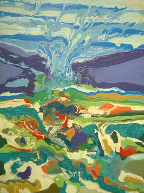 Geoffrey ARMSTRONG "Flow", 1974 - enamel paint on canvas - 122x 91 cm (PELMAMA)