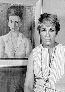 Joyce Fourie in 1969 with her early portrait by Maurice van Essche