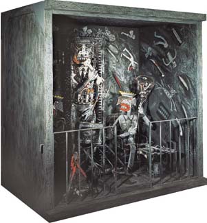Norman CATHERINE "The last remains of another man", 1988 (original work - side view) - mixed media - 200 cm high (destroyed by artist) © Norman CATHERINE