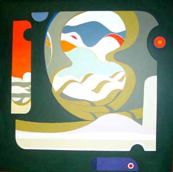 Stephanie WATSON "The Shire II.", 1973 - oil/board - 121x121 cm (PELMAMA) - Agranat Bequest
