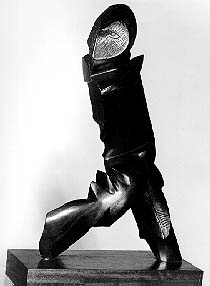 (Jacobus Johannes) Koos DEN HOUTING "Running bird man", 1982 - Hardekool - 65x14x41 cm (PELMAMA) THF
