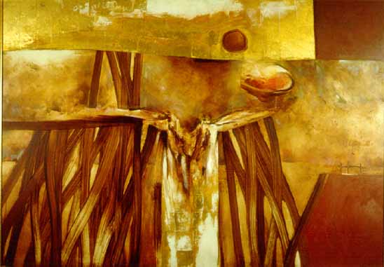 Judith MASON "Gabriel", 1968 - Oil/mixed media on board - 122x183 cm