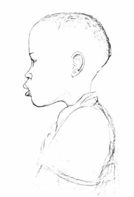 Andrew MOTJUOADI Sketch for "Head of a Child, 1965", undated, unsigned - crayon drawing - 044x038 cm