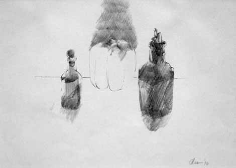 Lionel ABRAMS "Still life", 1974 - pencil on paper (PELMAMA) - Gertrude Agranat Bequest