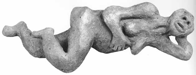 DUMILE Sculpture "Woman resting", 1966 - terracotta