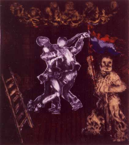 Erna BODENSTEIN "Paper Theatre, Act III.", 1985 - papier collé and drypoint - ed. 1/5