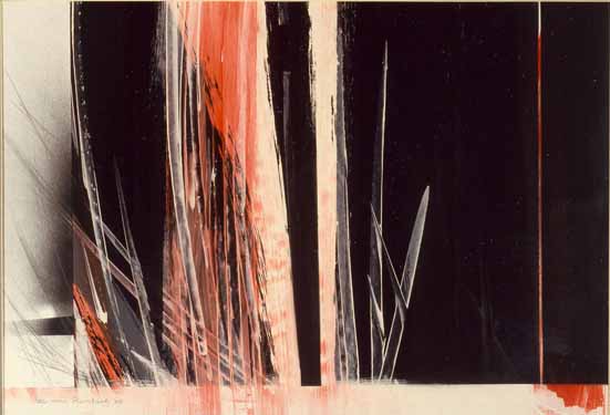 Nico VAN RENSBURG "Landscape in Red and Black", 1980 - acrylic on paper - 47x68 cm (PELMAMA)